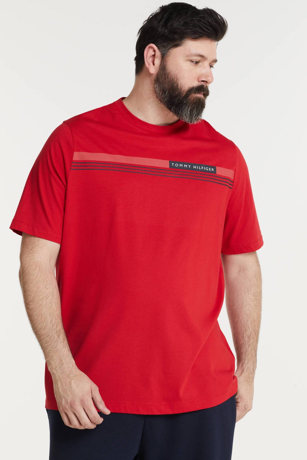 Tommy Hilfiger Big & Tall T-shirt Plus Size met biologisch katoen primary red