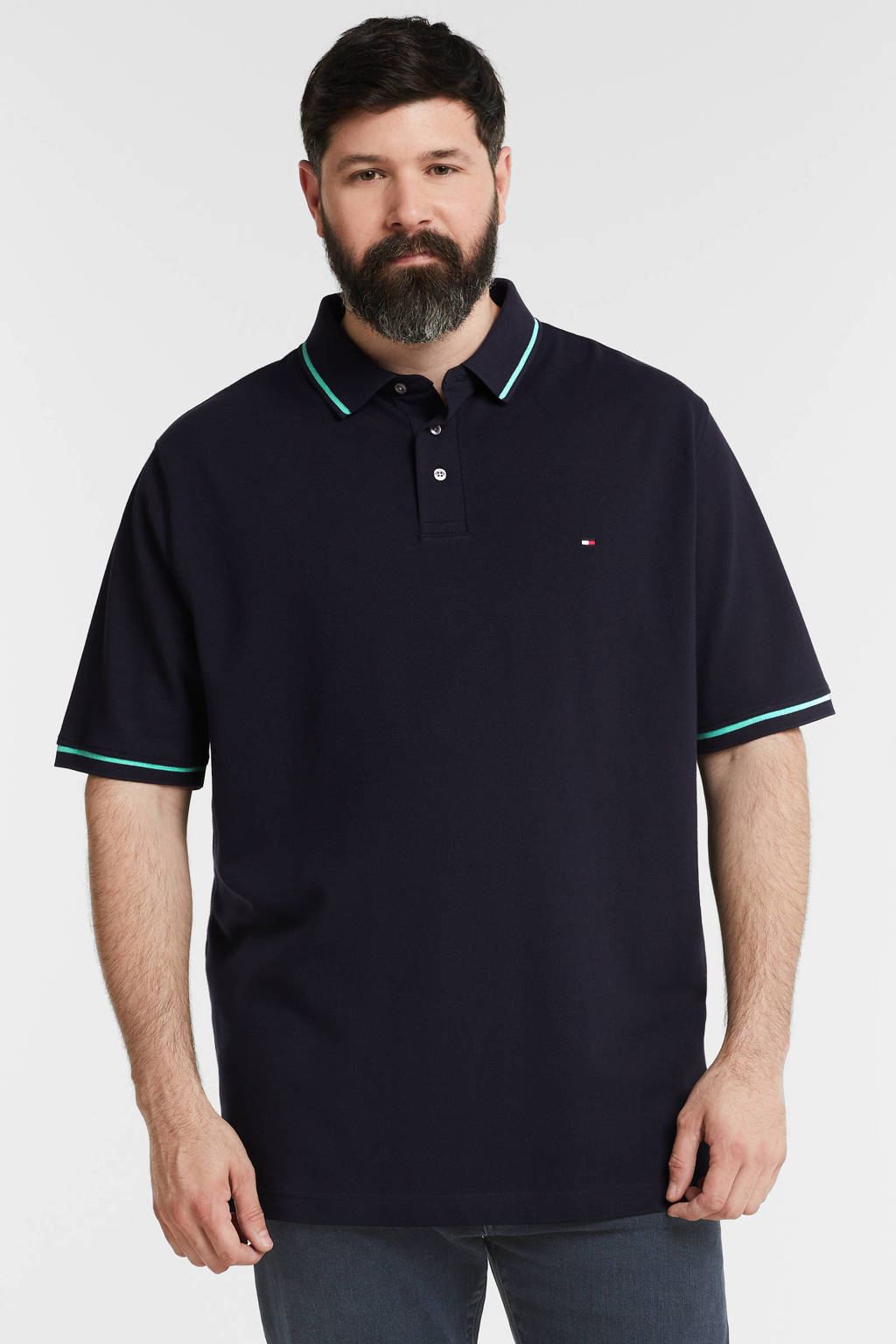 Tommy Hilfiger Big & Tall polo Plus Size met contrastbies desert sky
