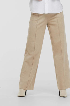 gemêleerde high waist straight fit pantalon Lynne van gerecycled polyester zand