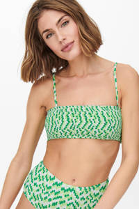 ONLY bandeau bikinitop ONLAMALIE groen/wit
