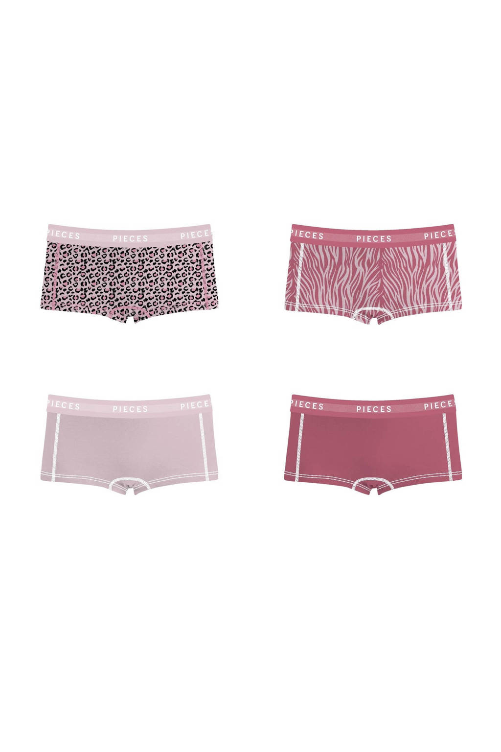 PIECES short PCLOGO (set van 4) roze/fuchsia