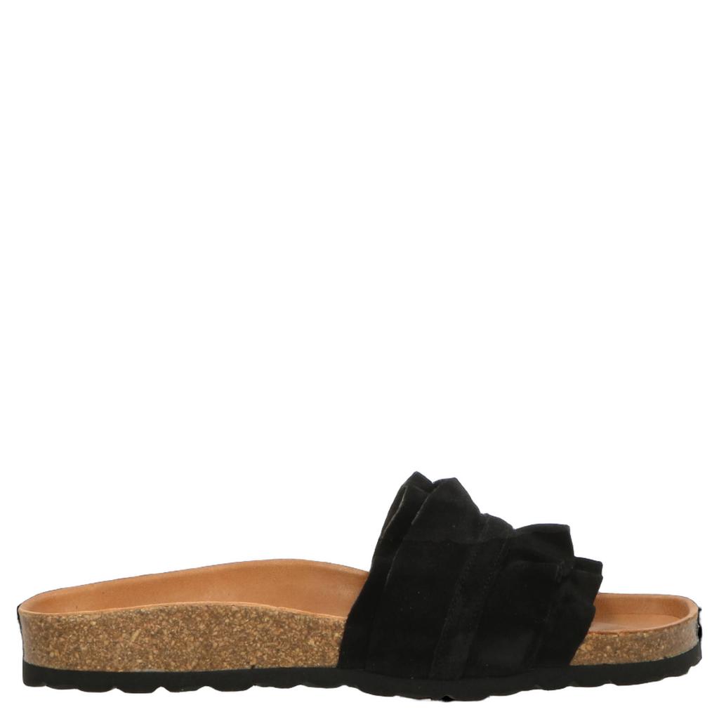 Zwarte dames Verbenas Rocio leren slippers van suede