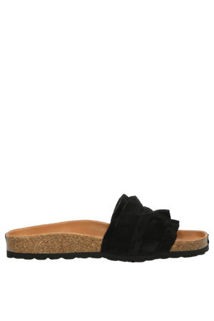 Rocio leren slippers zwart