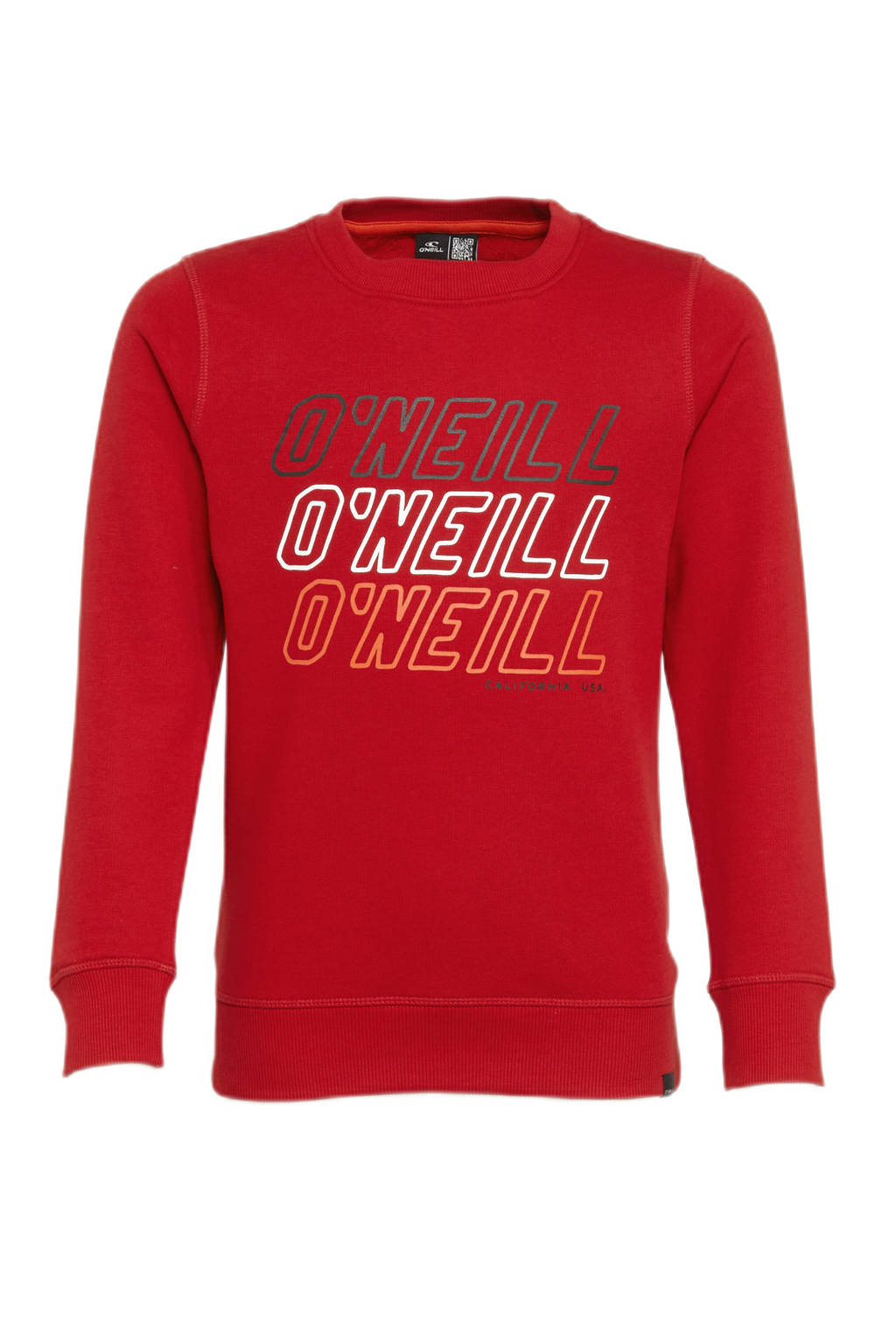 Rode jongens O'Neill trui van katoen met logo dessin, lange mouwen en ronde hals
