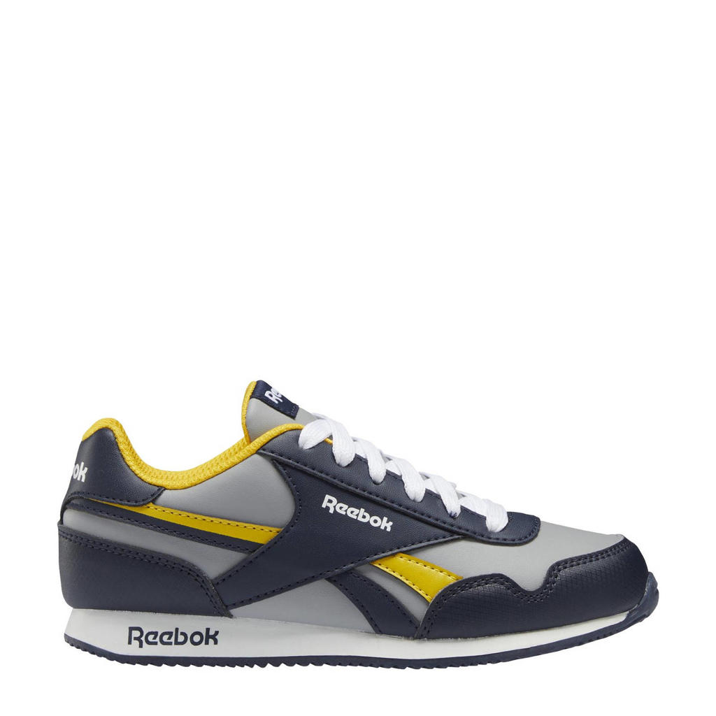 Donkerblauw, grijs en gele jongens Reebok Classics Royal Classic Jogger 3.0 sneakers van mesh met veters