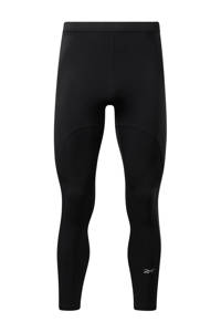 Zwarte heren Reebok Training hardloopbroek van gerecycled polyester met slim fit, regular waist en elastische tailleband met koord