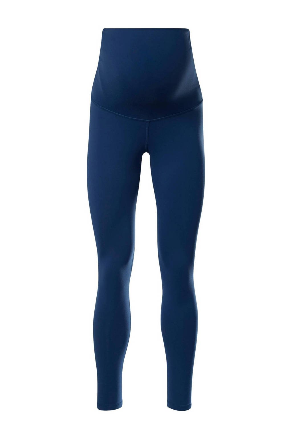 Blauwe dames Reebok Training zwangerschaps sportlegging van polyester met slim fit, regular waist en elastische tailleband