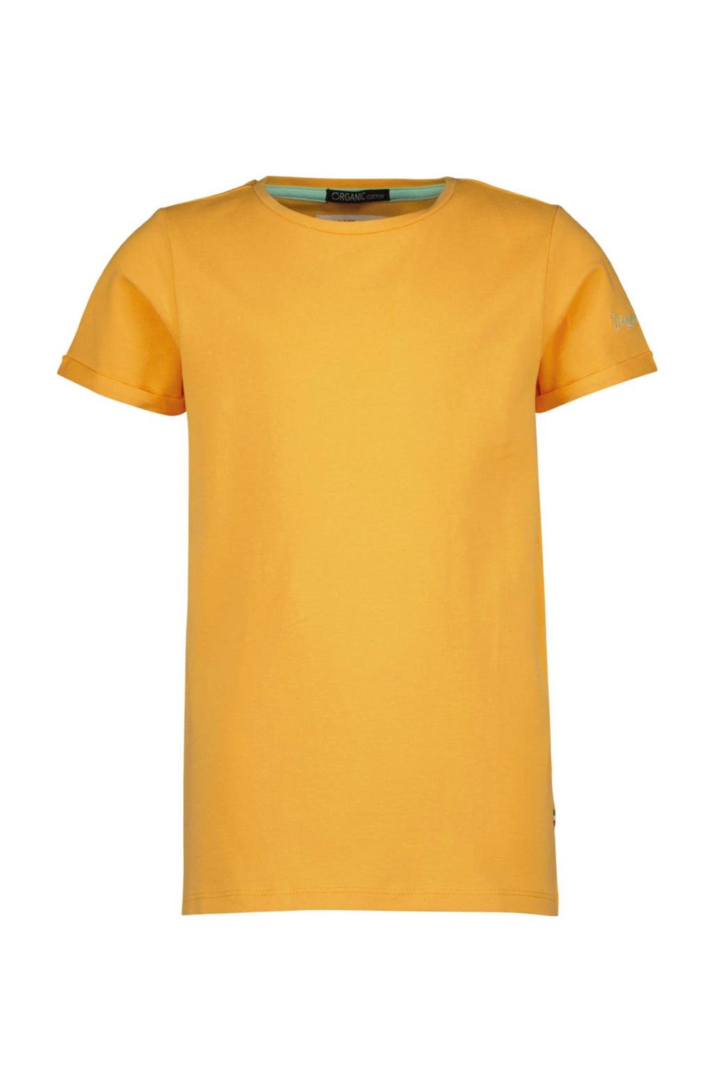 Oranje meisjes Vingino Essentials basic T-shirt van stretchkatoen met korte mouwen en ronde hals