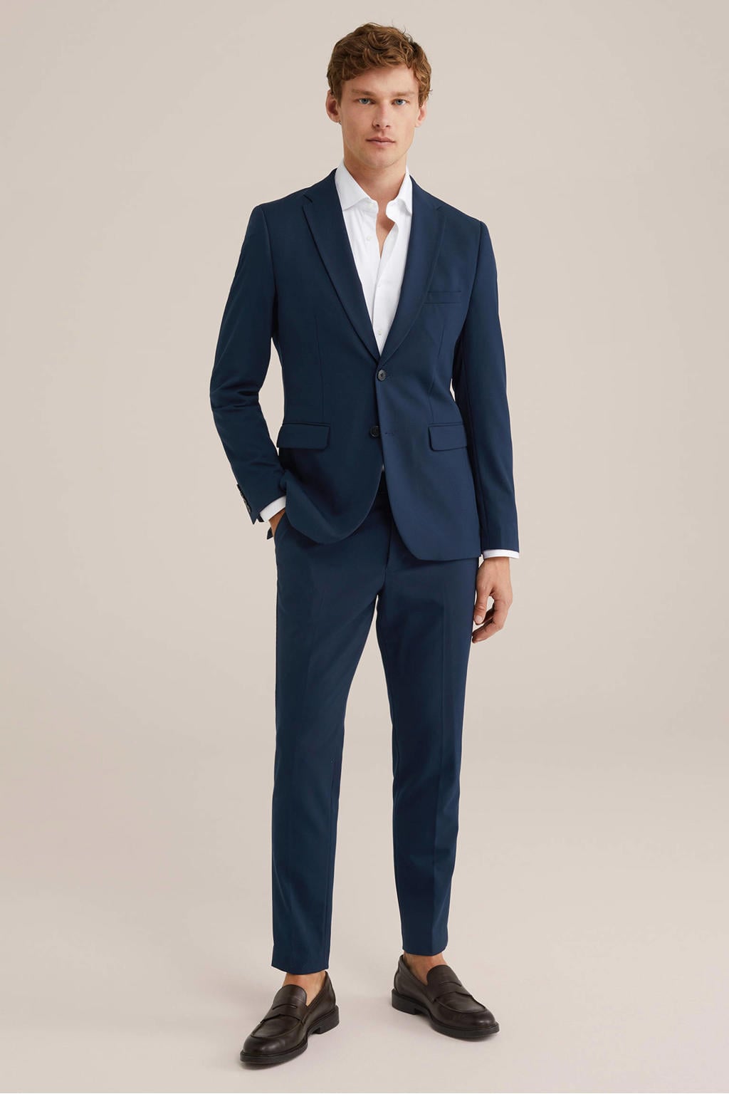 WE Fashion Tall fit colbert donkerblauw