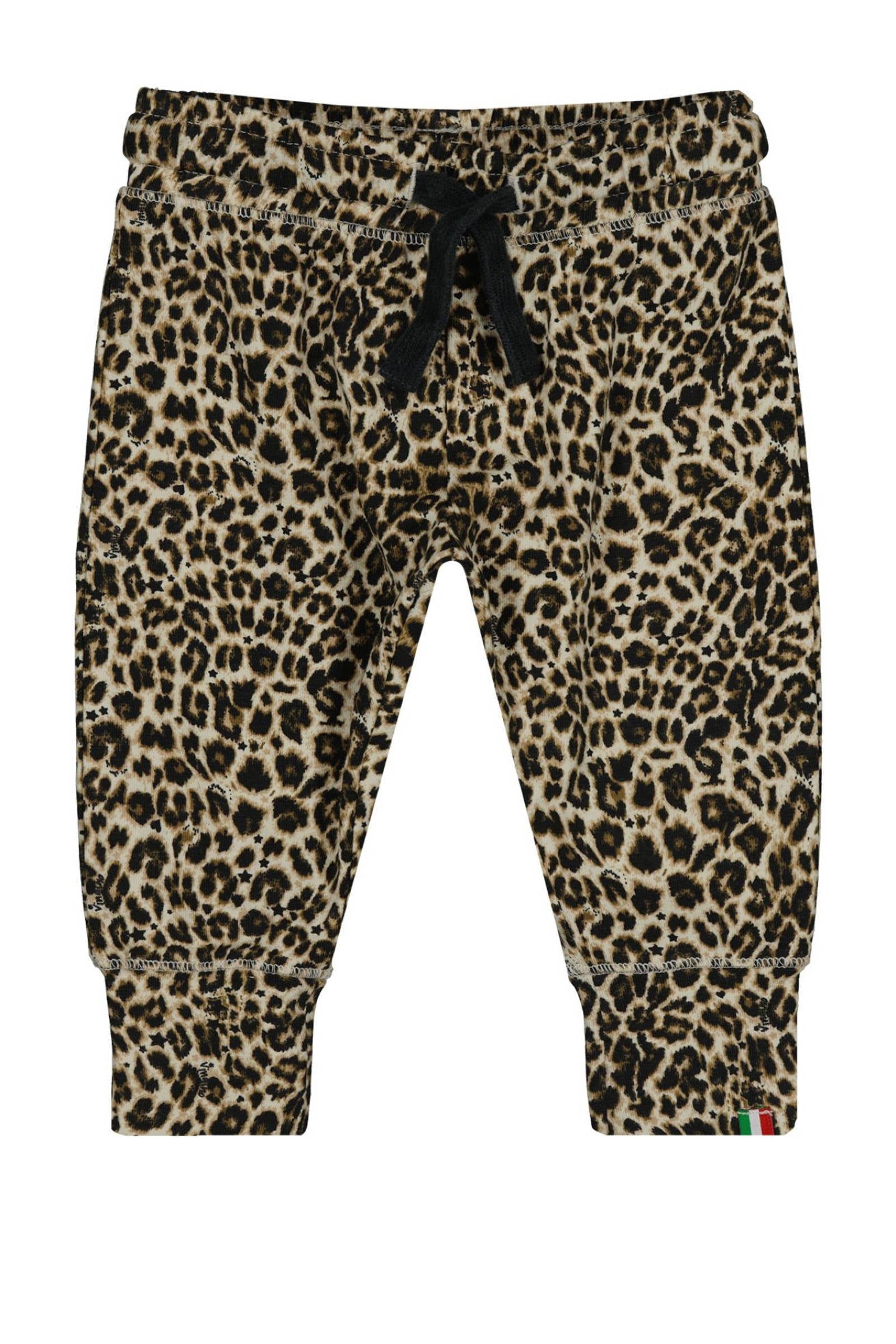 Vingino newborn baby regular fit broek Samma met panterprint bruin | wehkamp