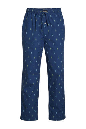 pyjamabroek met all over print blauw