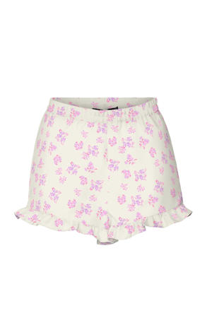 gebloemde pyjamashort VMKAE wit/roze