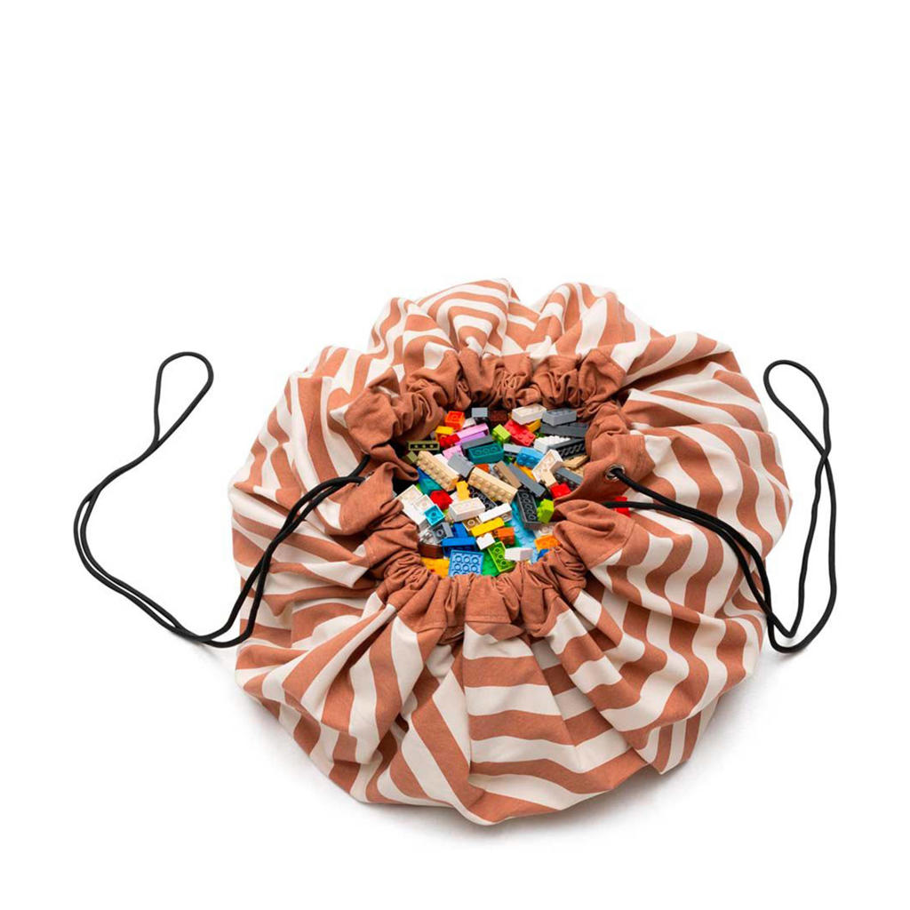 Play&Go 2-in-1 opbergzak / speelkleed - Stripes Brown - 140 cm