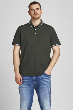 slim fit polo JJEPAULOS Plus Size met contrastbies forest night