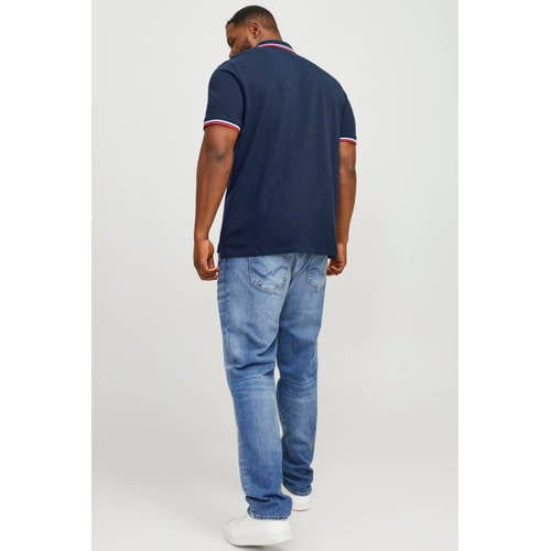 JACK & JONES PLUS SIZE slim fit polo JJEPAULOS Plus Size met contrastbies navy blazer afbeelding
