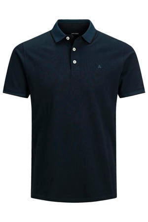 slim fit polo JJEPAULOS Plus Size met contrastbies dak navy