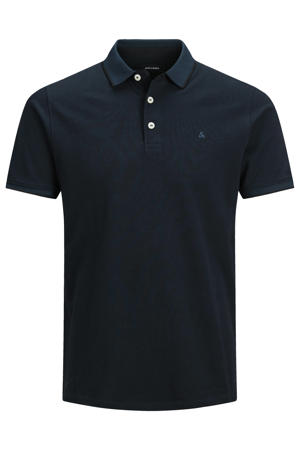 slim fit polo JJEPAULOS Plus Size met contrastbies dak navy