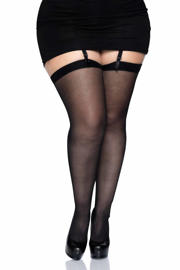 thumbnail: Leg Avenue plus size hold up kousen zwart
