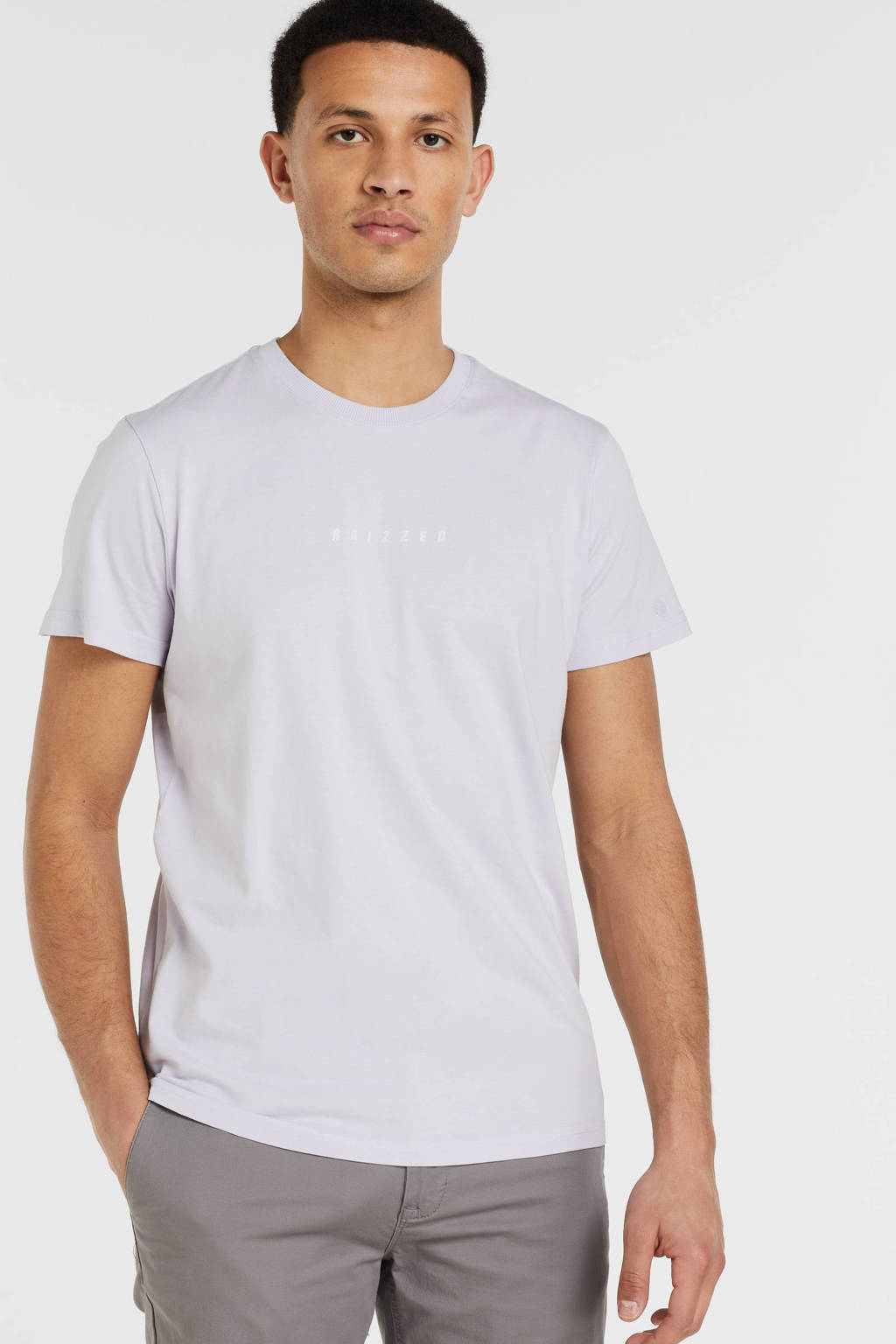 Raizzed T-shirt Hartford met logo opdruk grey lila