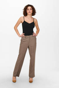 ONLY high waist straight fit pantalon ONLCECILI-ELLY bruin