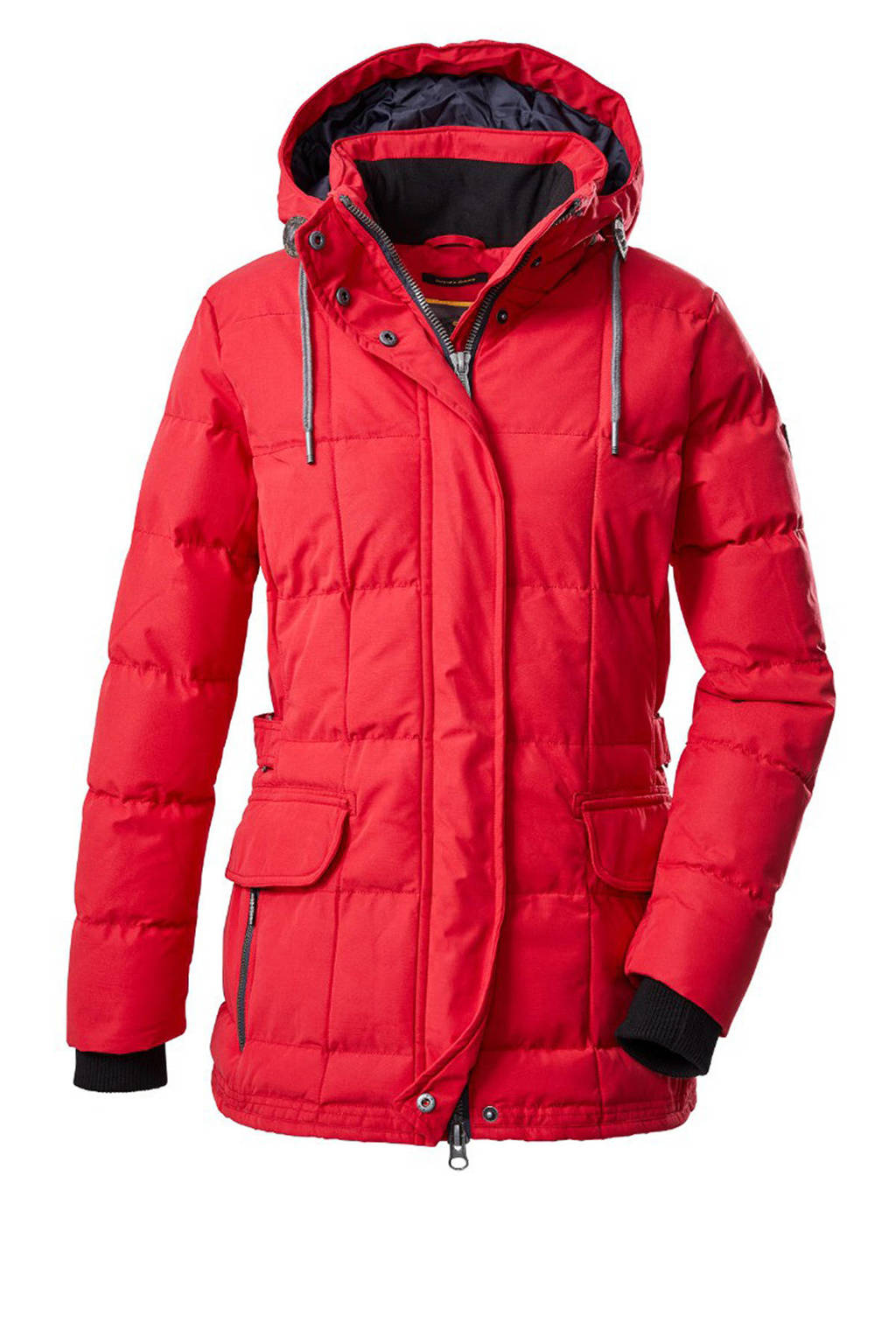 Rode dames Killtec outdoor jas van polyester met lange mouwen, capuchon en 2-way rits
