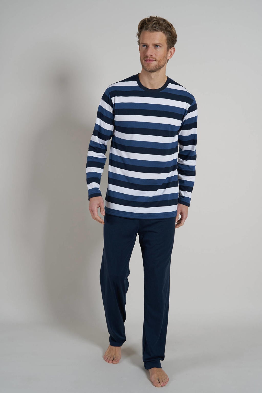 CECEBA +size pyjama set donkerblauw/wit