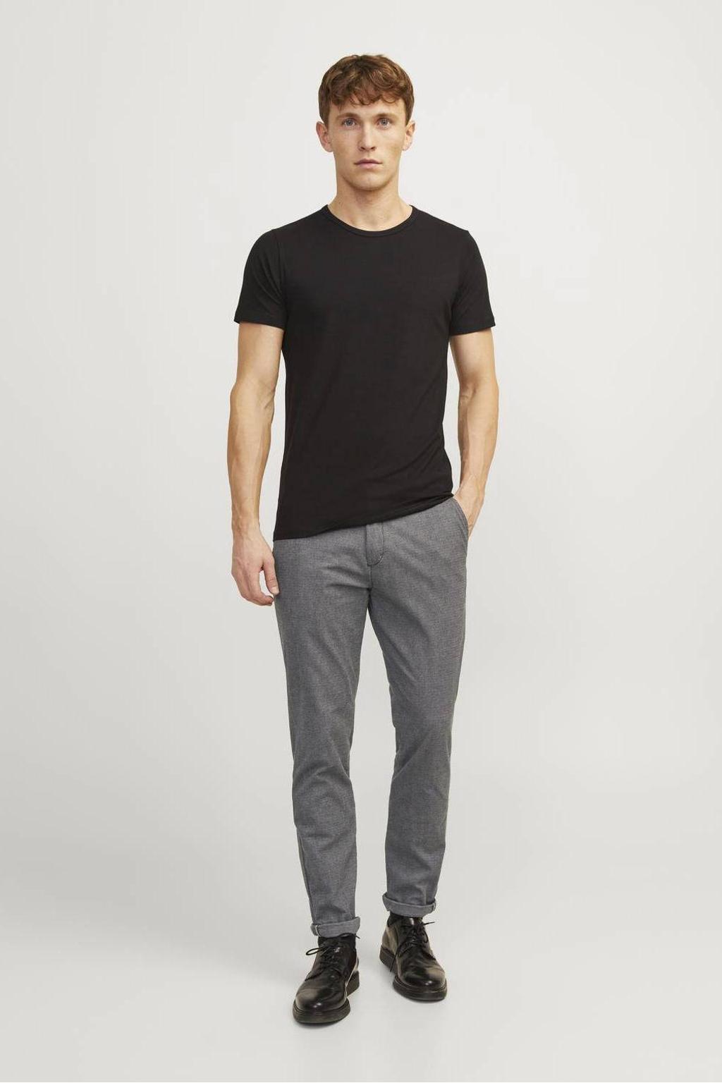 Grijze heren JACK & JONES PANTS STUDIO slim chino van katoen met melée print