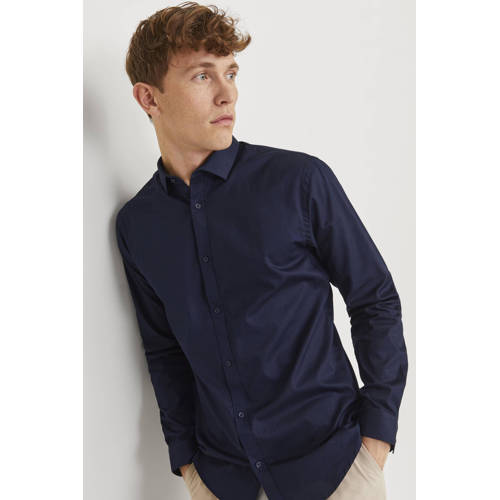 JACK & JONES PREMIUM slim fit overhemd JPRBLACARDIFF navy blazer afbeelding