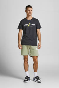 JACK & JONES CORE regular fit T-shirt JCOCONNOR met logo black melange
