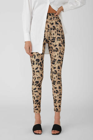 legging OBJSALLY met luipaardprint beige