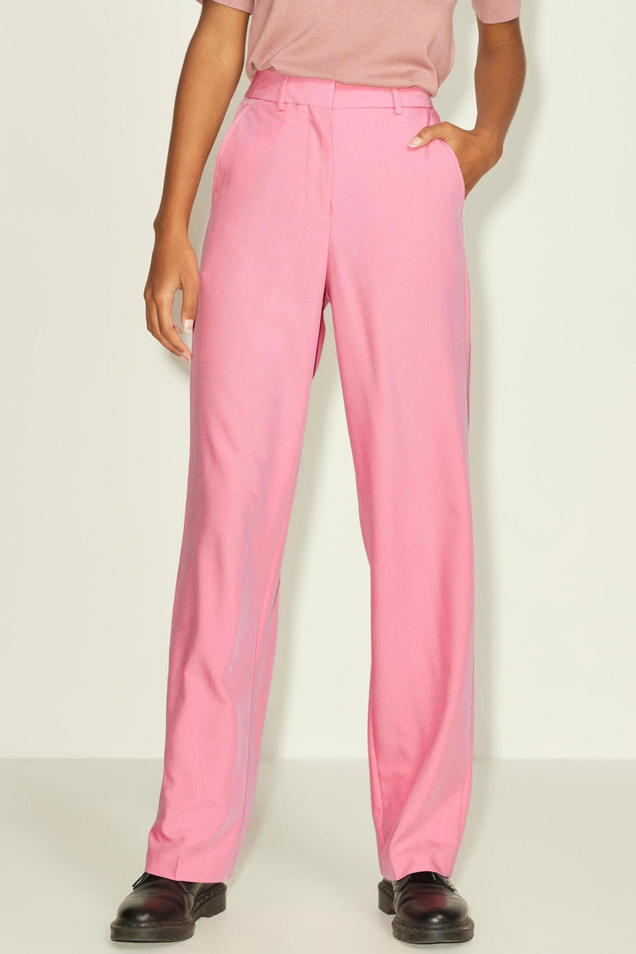 Shoeby high waist wide leg broek roze