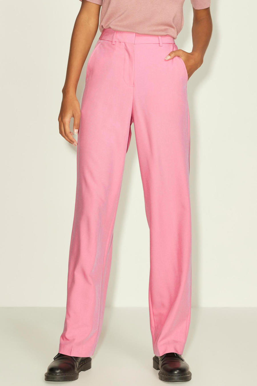 Shoeby high waist wide leg broek roze Shoeby high waist wide leg broek roze