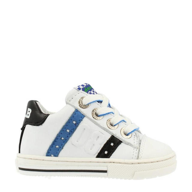 45011 leren sneakers wit/blauw wehkamp