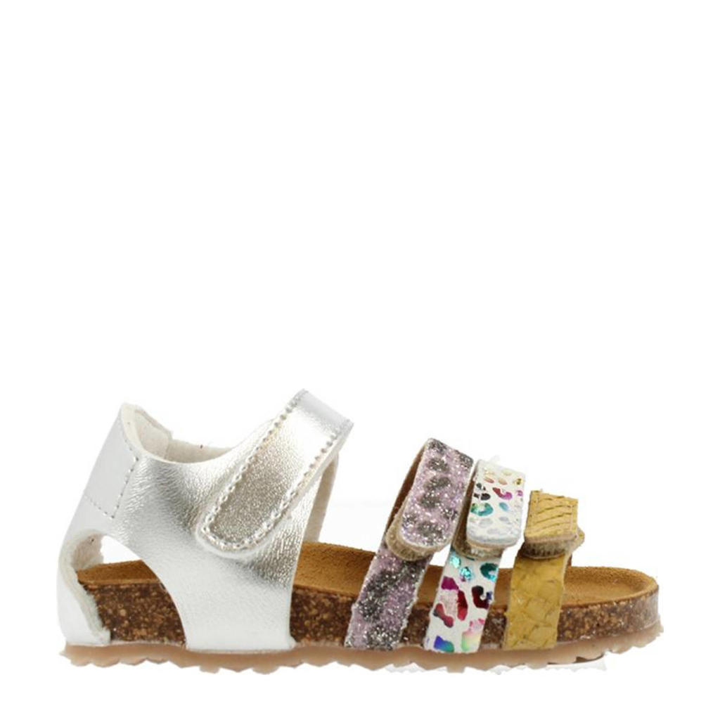 Zilver en multikleurige meisjes Develab 48318 sandalen van imitatieleer met klittenband en dierenprint