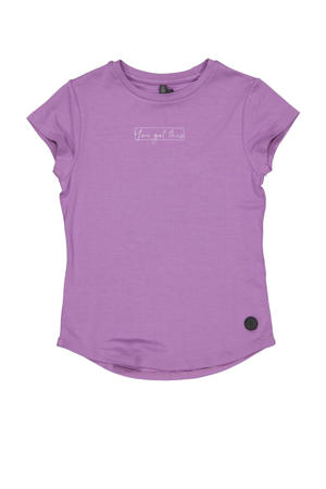 T-shirt Tara met tekst lila