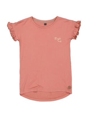 T-shirt Trienke met ruches roze-oranje