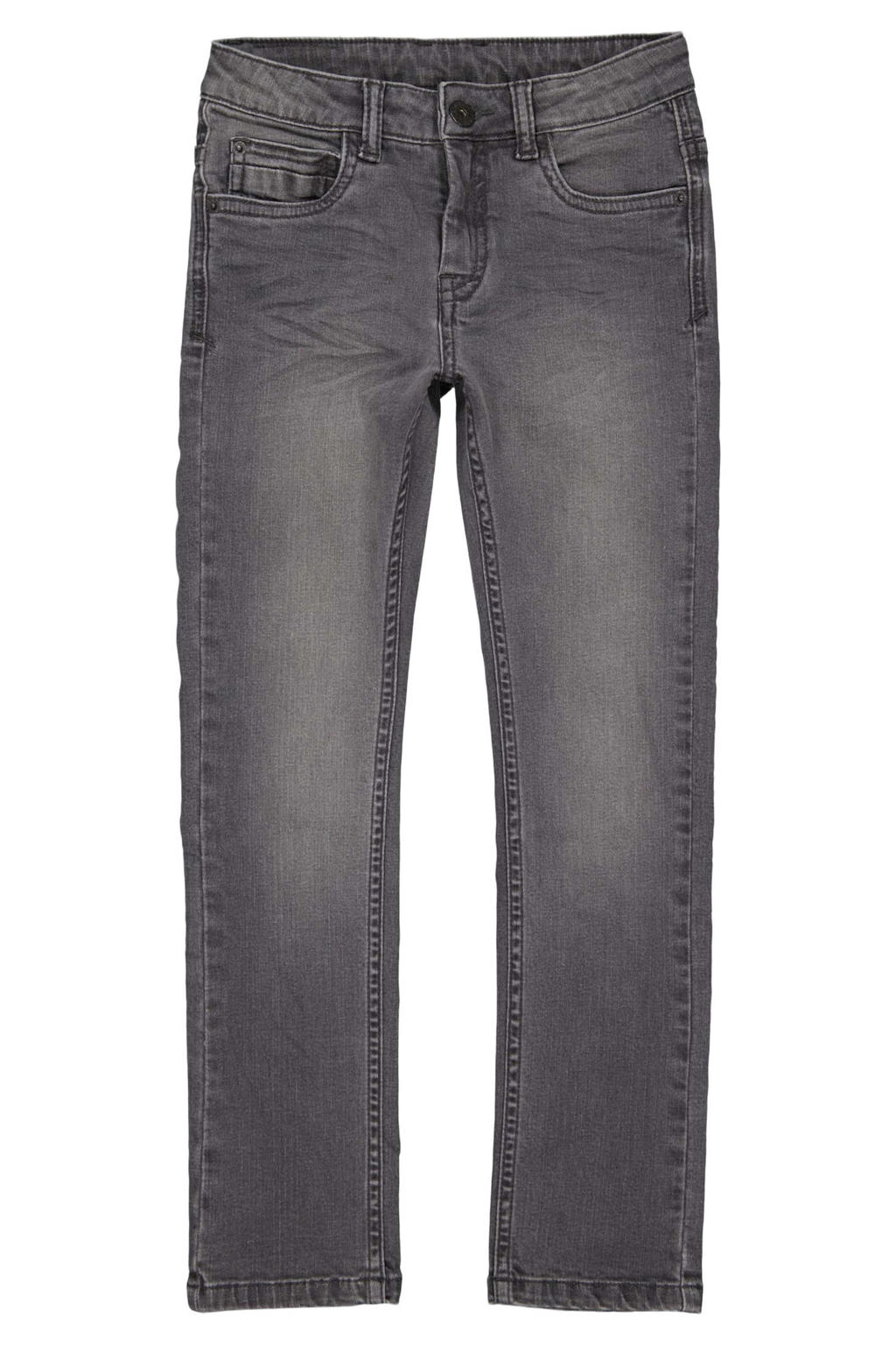 Grijze jongens LEVV Boys skinny fit jeans James van stretchdenim met regular waist en effen