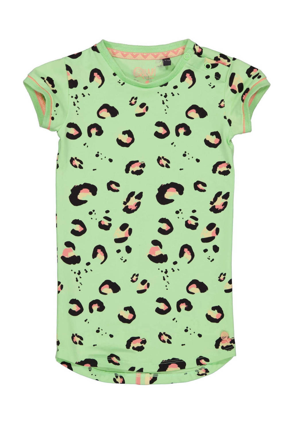 Quapi Mini T-shirtjurk Nada met panterprint zomergroen