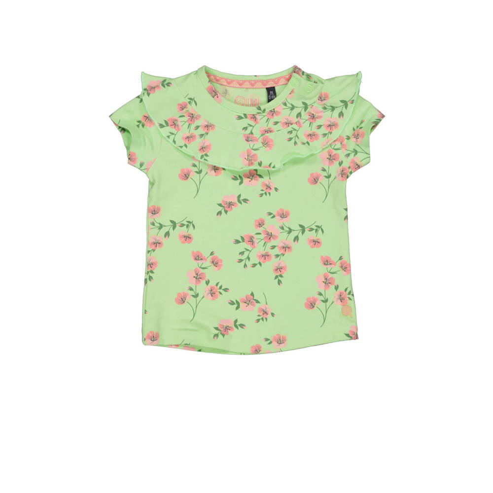 Quapi Mini gebloemd T-shirt Natas zomergroen roze