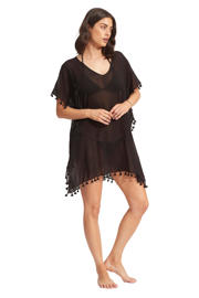 thumbnail: Seafolly strandtuniek met kwastjes zwart