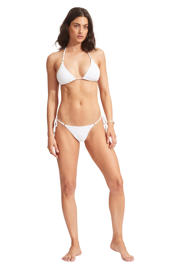 thumbnail: Seafolly Sea Dive voorgevormde triangel bikinitop met ribstructuur wit