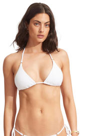 thumbnail: Seafolly Sea Dive voorgevormde triangel bikinitop met ribstructuur wit