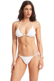 thumbnail: Seafolly Sea Dive voorgevormde triangel bikinitop met ribstructuur wit