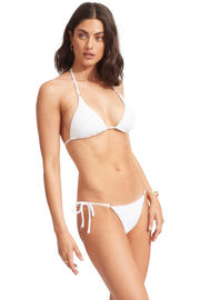 thumbnail: Seafolly Sea Dive voorgevormde triangel bikinitop met ribstructuur wit