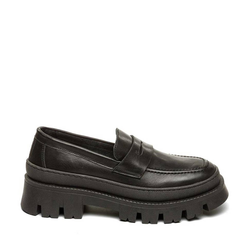 Steve Madden Faylin chunky leren loafers zwart wehkamp