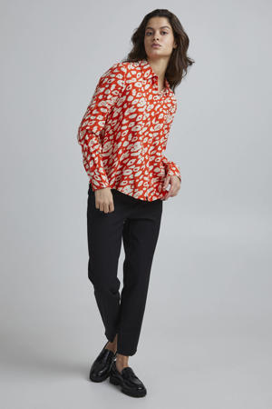 blouse IHLEONARDIE  met dierenprint rood/wit