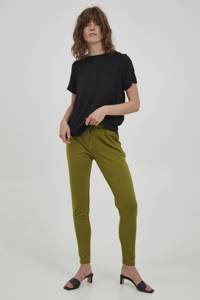 Groene dames ICHI skinny pantalon van polyester met regular waist