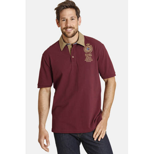 Jan Vanderstorm polo JOAKIM Plus Size met borduursels donkerrood afbeelding