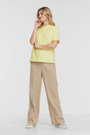 wide leg pantalon Moore van gerecycled polyester beige