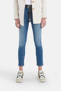 Blauwe dames Shoeby Eksept cropped skinny jeans Ametist Denim L30 met regular waist en rits- en knoopsluiting